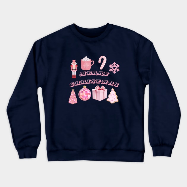 Merry Christmas - A Pink Christmas Crewneck Sweatshirt by DIYitCREATEit